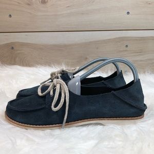 Olukai Moku Suede Leather Loafers Dark Blue
